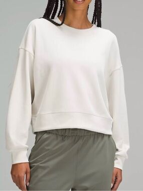 Lululemon Softstreme Perfectly Oversized Cropped Crew - White Opal - Size 2